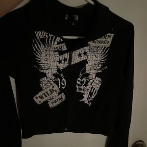 Womens black small cropped long sleeved top small